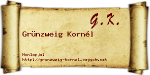 Grünzweig Kornél névjegykártya